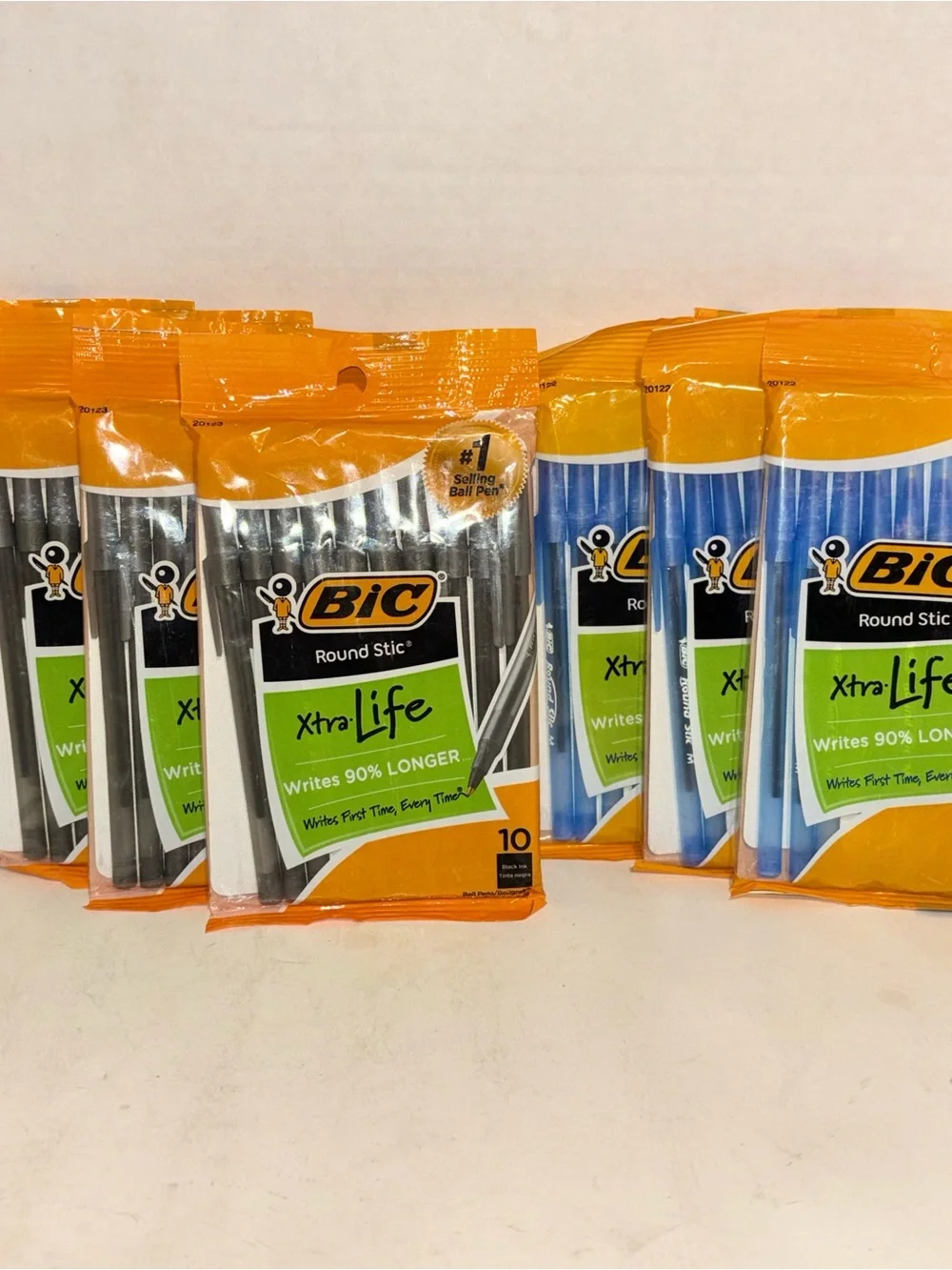 Xtra Life Round Stic Ballpoint Pens - Black & Blue - Pack of 10-7 packs Bundle